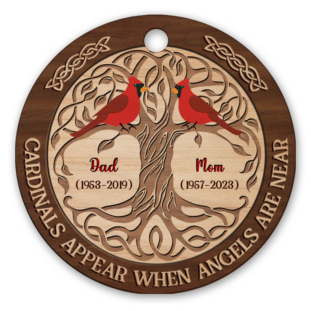 Angels Are Near Memorial Mom Dad Personalized Ornament