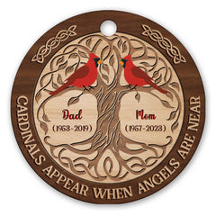Angels Are Near Memorial Mom Dad Personalized Ornament