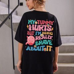Sandjest Chronic Illness Shirt, My Tummy Hurt Groovy Cute Sweatshirt, Social Anxiety Shirt Introvert Gift Ideas, Chronic Illness Funny Shirt