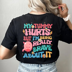 Sandjest Chronic Illness Shirt, My Tummy Hurt Groovy Cute Sweatshirt, Social Anxiety Shirt Introvert Gift Ideas, Chronic Illness Funny Shirt