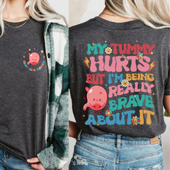 Sandjest Chronic Illness Shirt, My Tummy Hurt Groovy Cute Sweatshirt, Social Anxiety Shirt Introvert Gift Ideas, Chronic Illness Funny Shirt