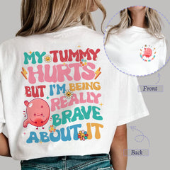 Sandjest Chronic Illness Shirt, My Tummy Hurt Groovy Cute Sweatshirt, Social Anxiety Shirt Introvert Gift Ideas, Chronic Illness Funny Shirt