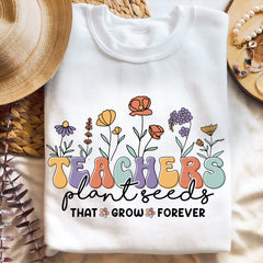 Sandjest Teacher T-Shirt Teachers Plant Seeds Vintage Style Gift for Women Girl Friend