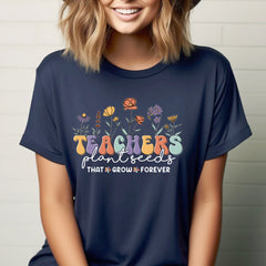 Sandjest Teacher T-Shirt Teachers Plant Seeds Vintage Style Gift for Women Girl Friend