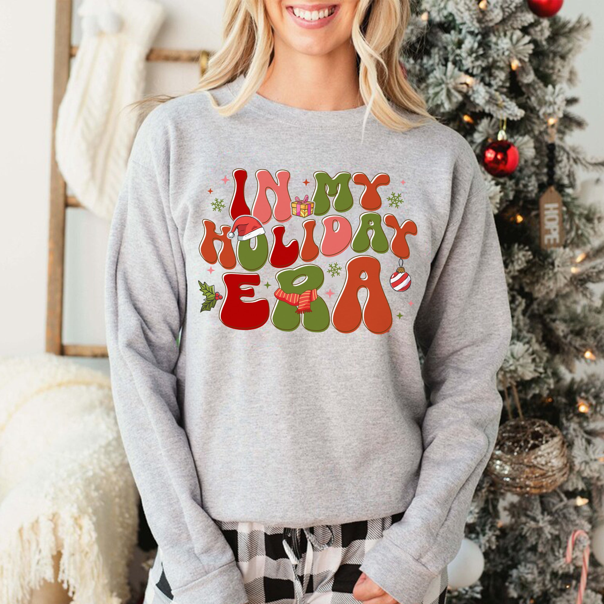 Sandjest Retro Christmas Sweatshirt, in My Holiday Era, Funny Christmas Shirt, Vintage Christmas Sweater, Christmas Sweatshirts for Women