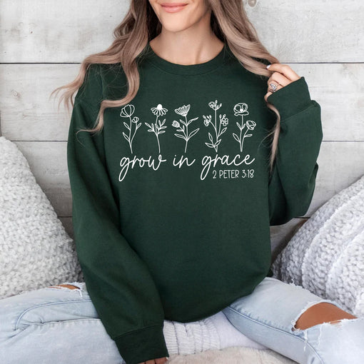 Sandjest Christian T-Shirt Grow in Grace Gift for Jesus Lover Bible Lovers