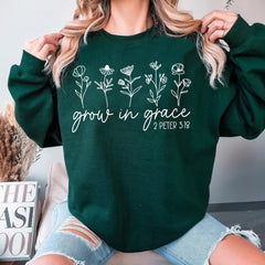 Sandjest Christian T-Shirt Grow in Grace Gift for Jesus Lover Bible Lovers