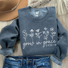 Sandjest Christian T-Shirt Grow in Grace Gift for Jesus Lover Bible Lovers