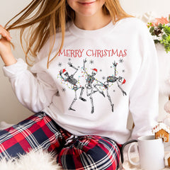 Sandjest Funny Christmas Sweatshirt Dancing Skeleton Gift for Women Girl Friend