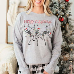 Sandjest Funny Christmas Sweatshirt Dancing Skeleton Gift for Women Girl Friend