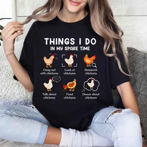 Sandjest Chicken Lover T-Shirt Things I Do in My Spare Time Gift for Women Girl Friends