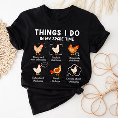 Sandjest Chicken Lover T-Shirt Things I Do in My Spare Time Gift for Women Girl Friends