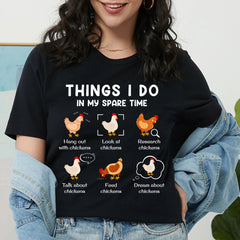 Sandjest Chicken Lover T-Shirt Things I Do in My Spare Time Gift for Women Girl Friends