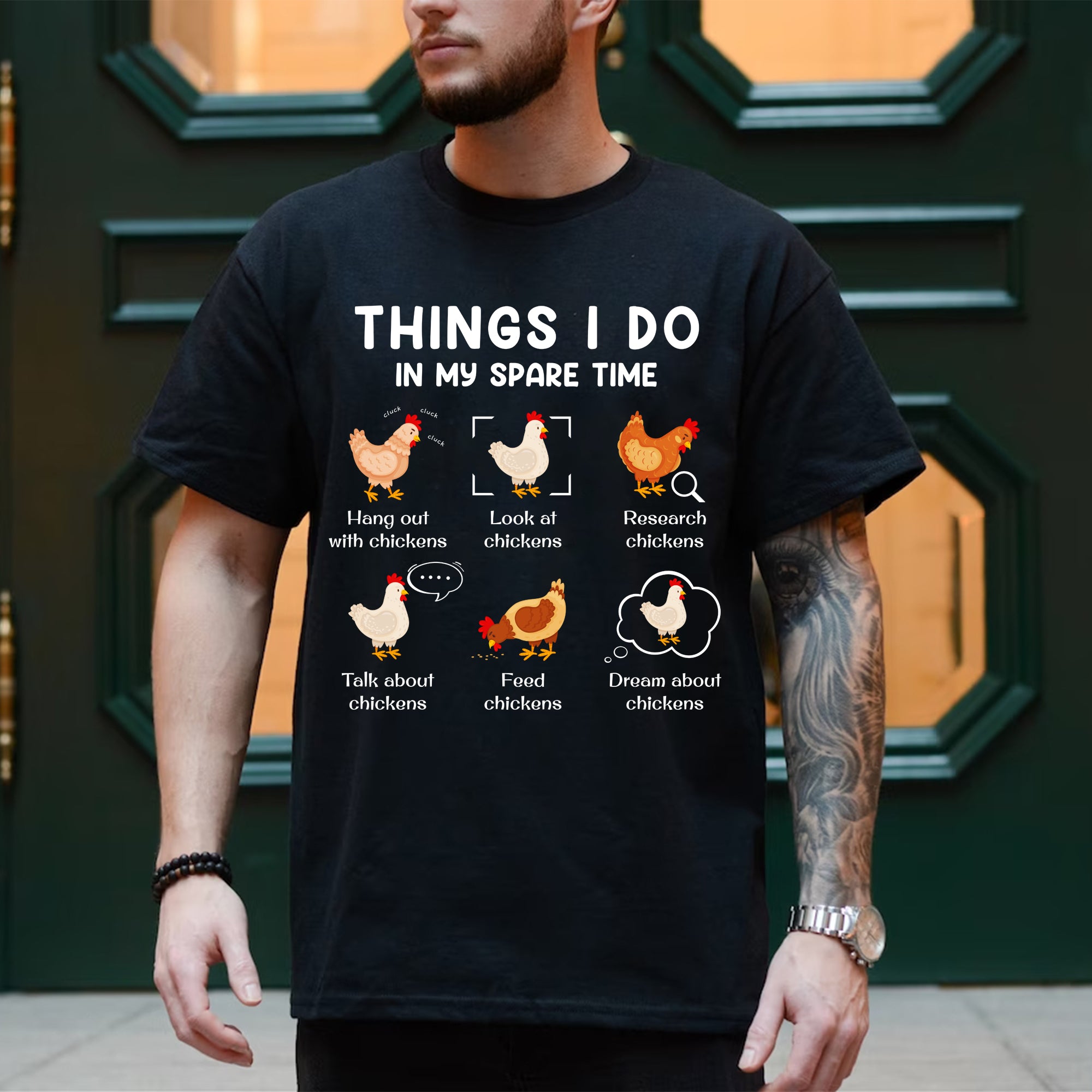 Sandjest Chicken Lover T-Shirt Things I Do in My Spare Time Gift for Women Girl Friends