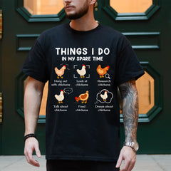 Sandjest Chicken Lover T-Shirt Things I Do in My Spare Time Gift for Women Girl Friends