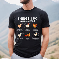 Sandjest Chicken Lover T-Shirt Things I Do in My Spare Time Gift for Women Girl Friends