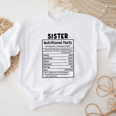 Sandjest T-Shirt Sister Nutrition Facts Gift for Women Girl Friend