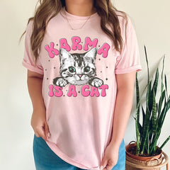 Sandjest Cute T-Shirt Karma Is a Cat Gift for Cat Lover Pet Lover