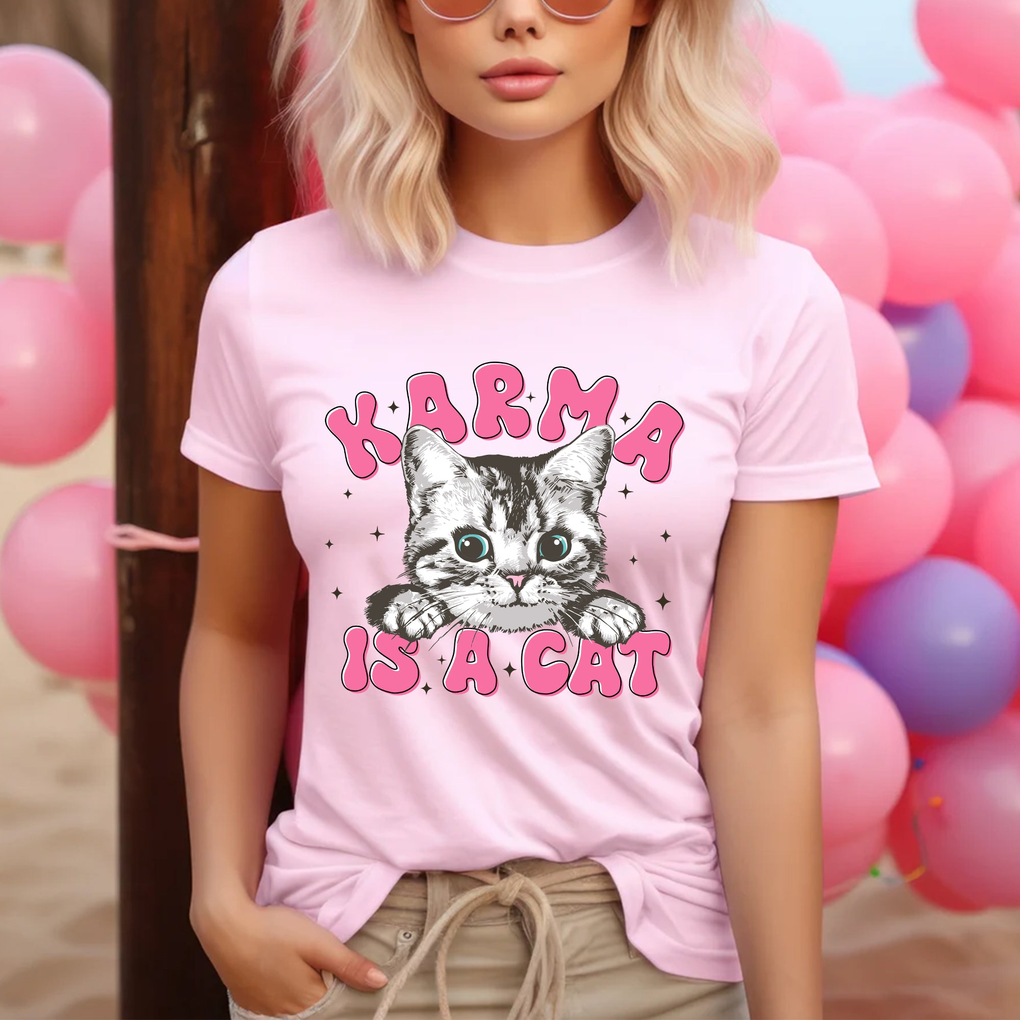 Sandjest Cute T-Shirt Karma Is a Cat Gift for Cat Lover Pet Lover