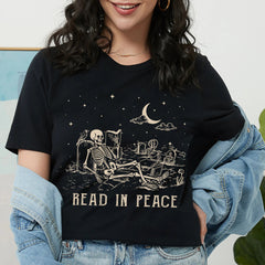 Sandjest Funny Book Lover T-Shirt Read in Peace Gift for Bookworm Librarian