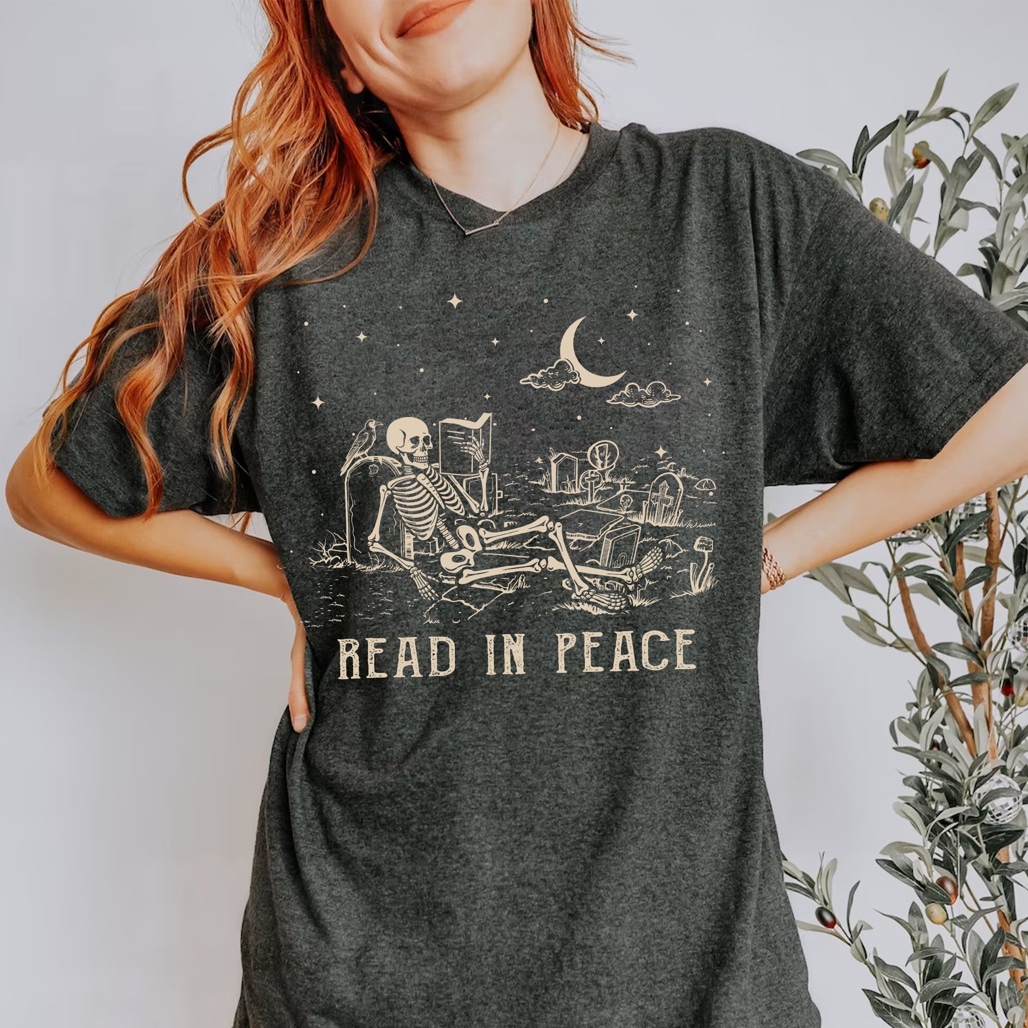 Sandjest Funny Book Lover T-Shirt Read in Peace Gift for Bookworm Librarian