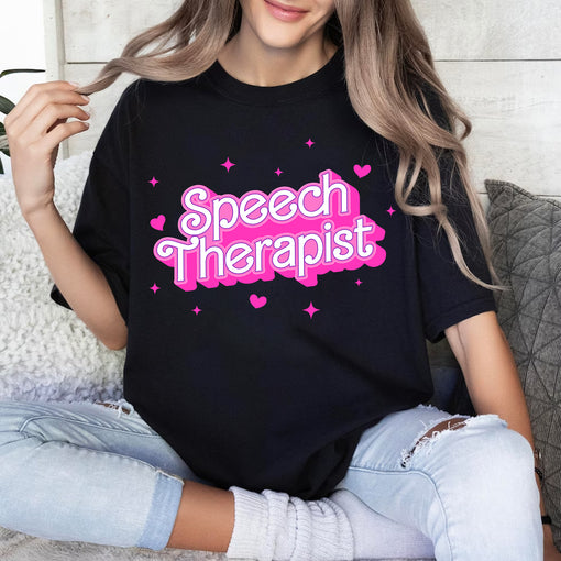 Sandjest Speech Therapist T-Shirt Pink Style Gift for Women Girl Friends