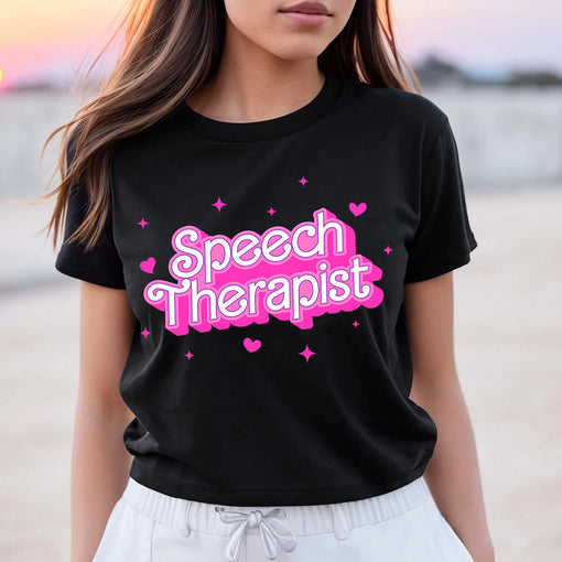 Sandjest Speech Therapist T-Shirt Pink Style Gift for Women Girl Friends