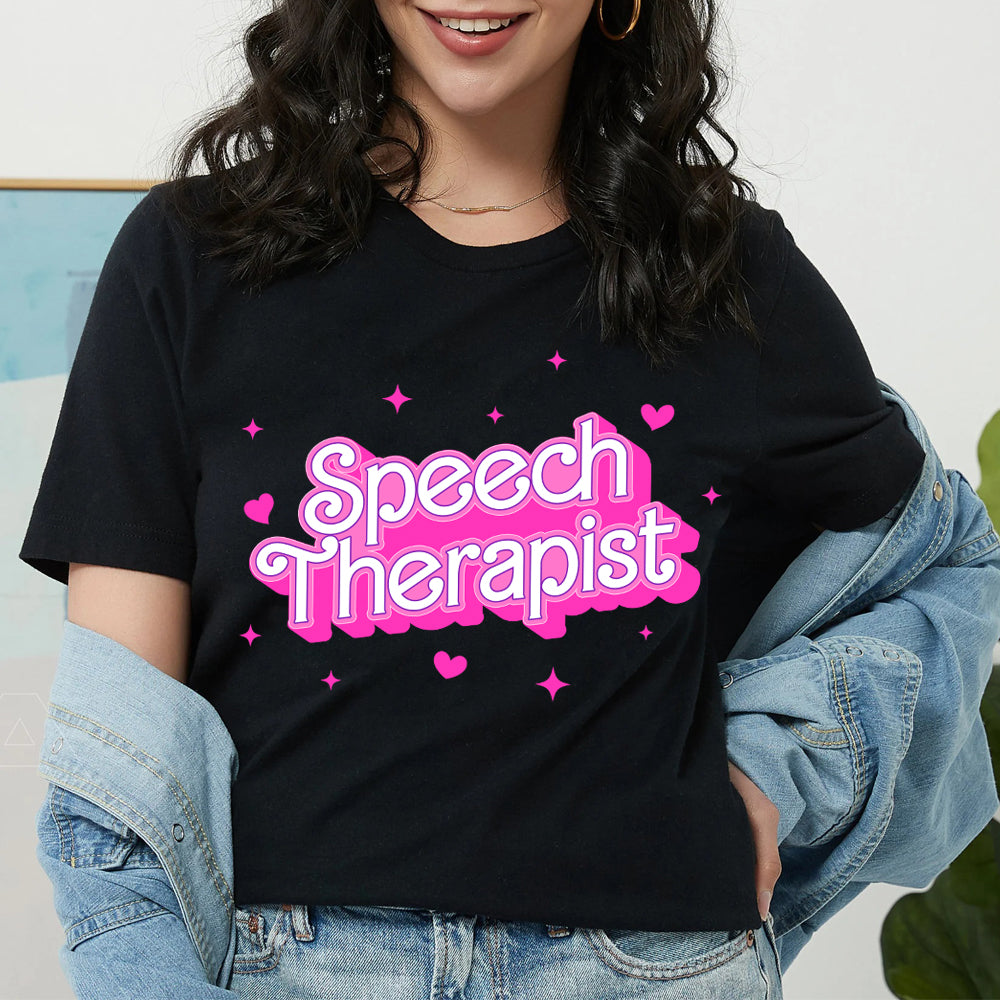 Sandjest Speech Therapist T-Shirt Pink Style Gift for Women Girl Friends