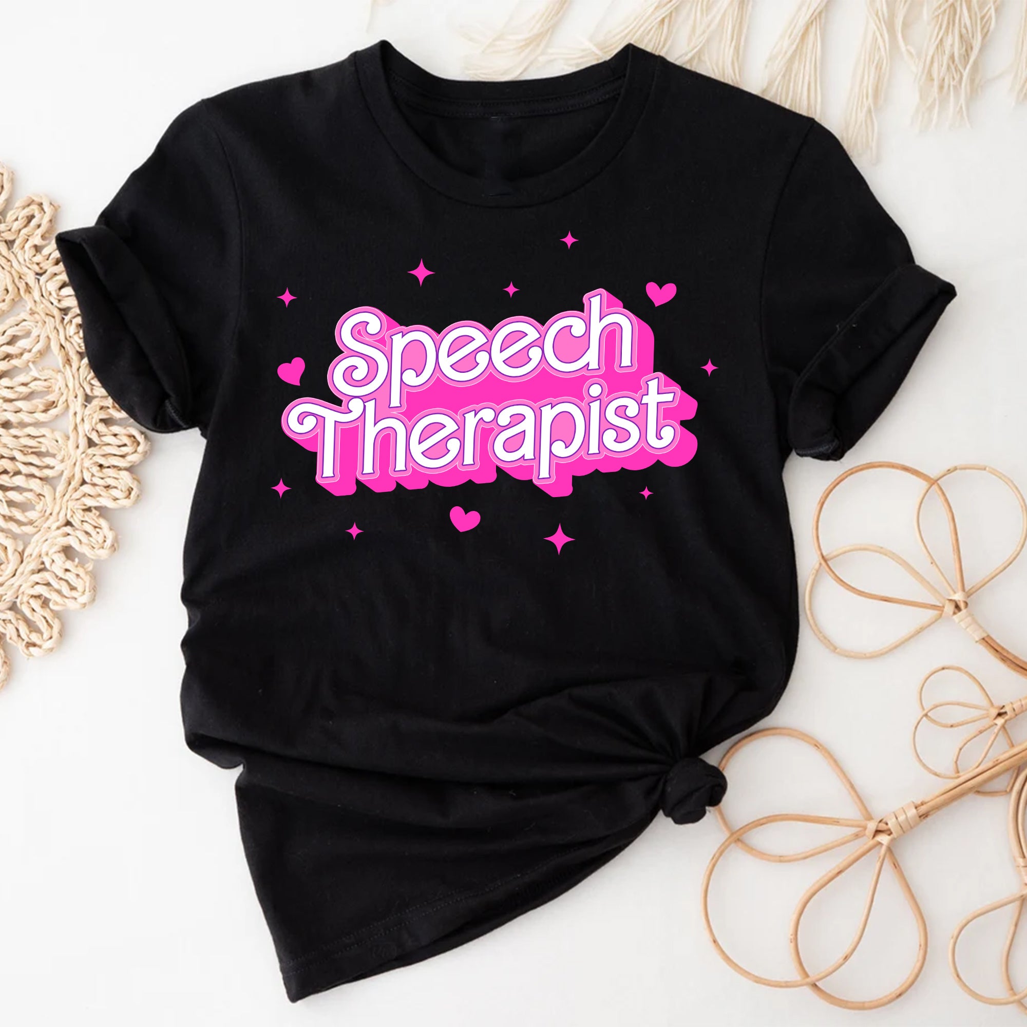 Sandjest Speech Therapist T-Shirt Pink Style Gift for Women Girl Friends