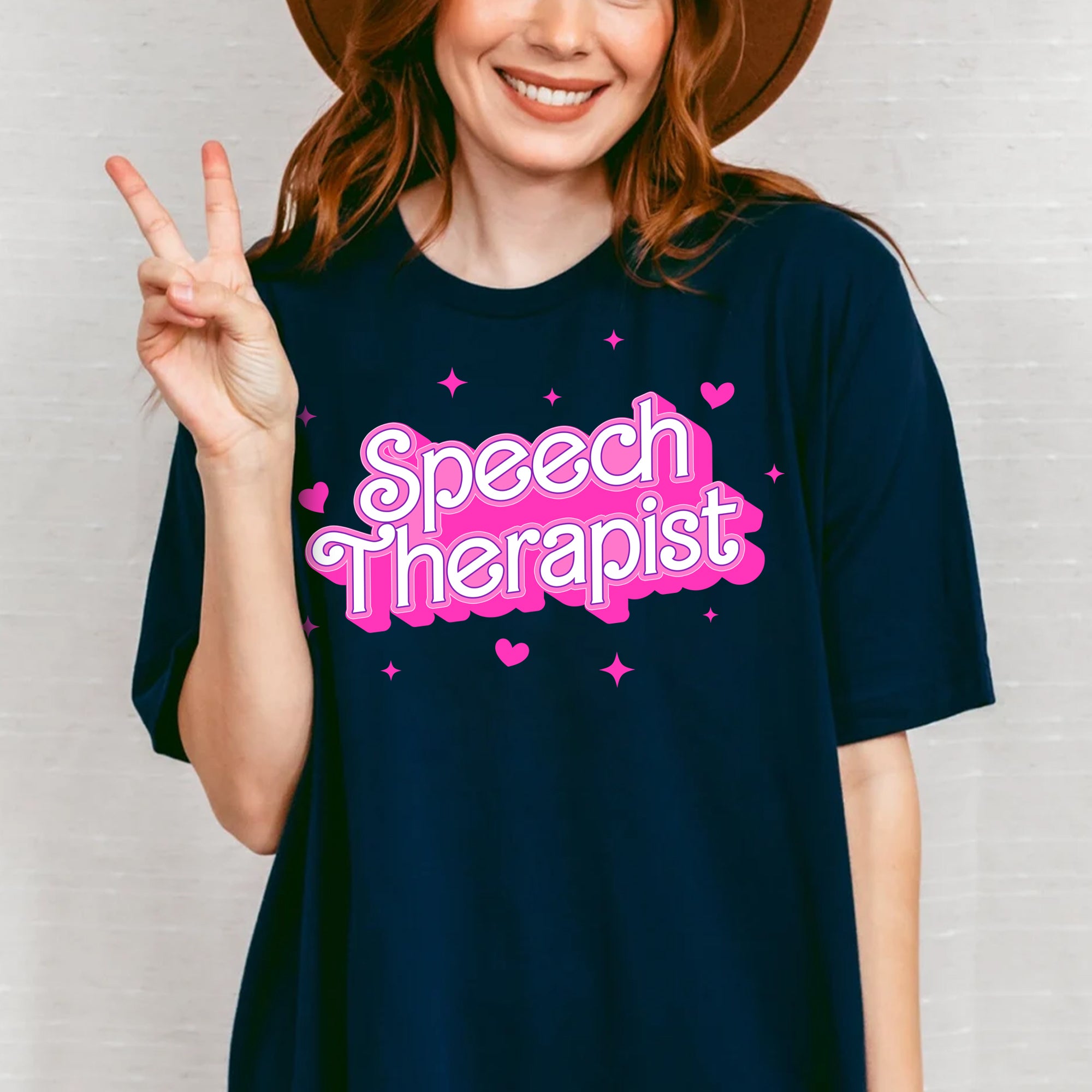 Sandjest Speech Therapist T-Shirt Pink Style Gift for Women Girl Friends