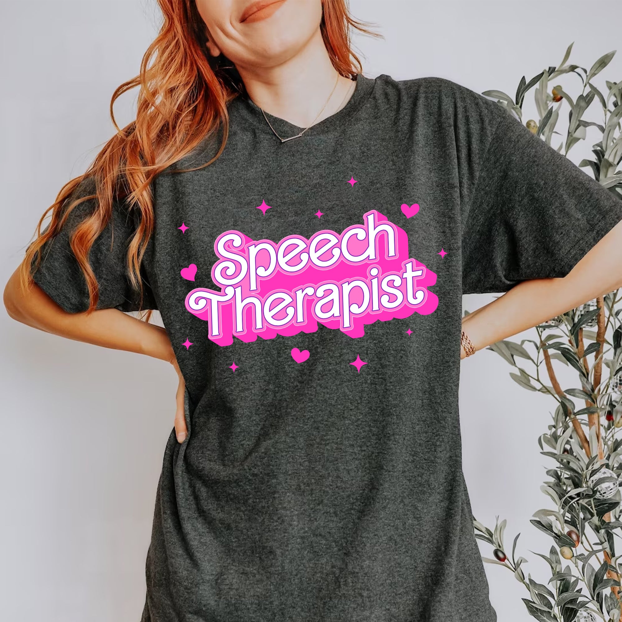Sandjest Speech Therapist T-Shirt Pink Style Gift for Women Girl Friends