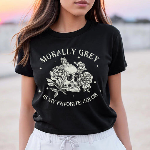 Sandjest Book T-Shirt Morally Grey Is My Favorite Color Gift for Book Lover Bookworm