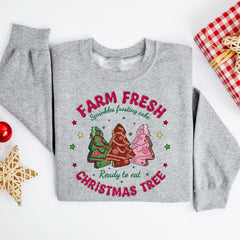 Sandjest Farm Fresh Christmas Tree Cake Tshirt, Christmas Tree Farm Tee, Merry Christmas Shirt, Retro Christmas Sweater, Merry and Bright