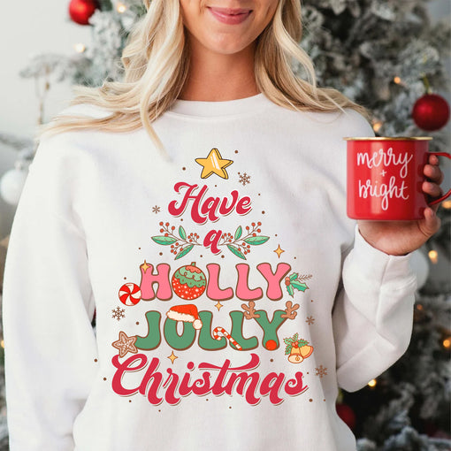 Sandjest Have a Holly Jolly Christmas Sweatshirt, Retro Christmas Sweater, Cute Christmas Sweatshirt, Holly Jolly Hoodie, Christmas Gifts