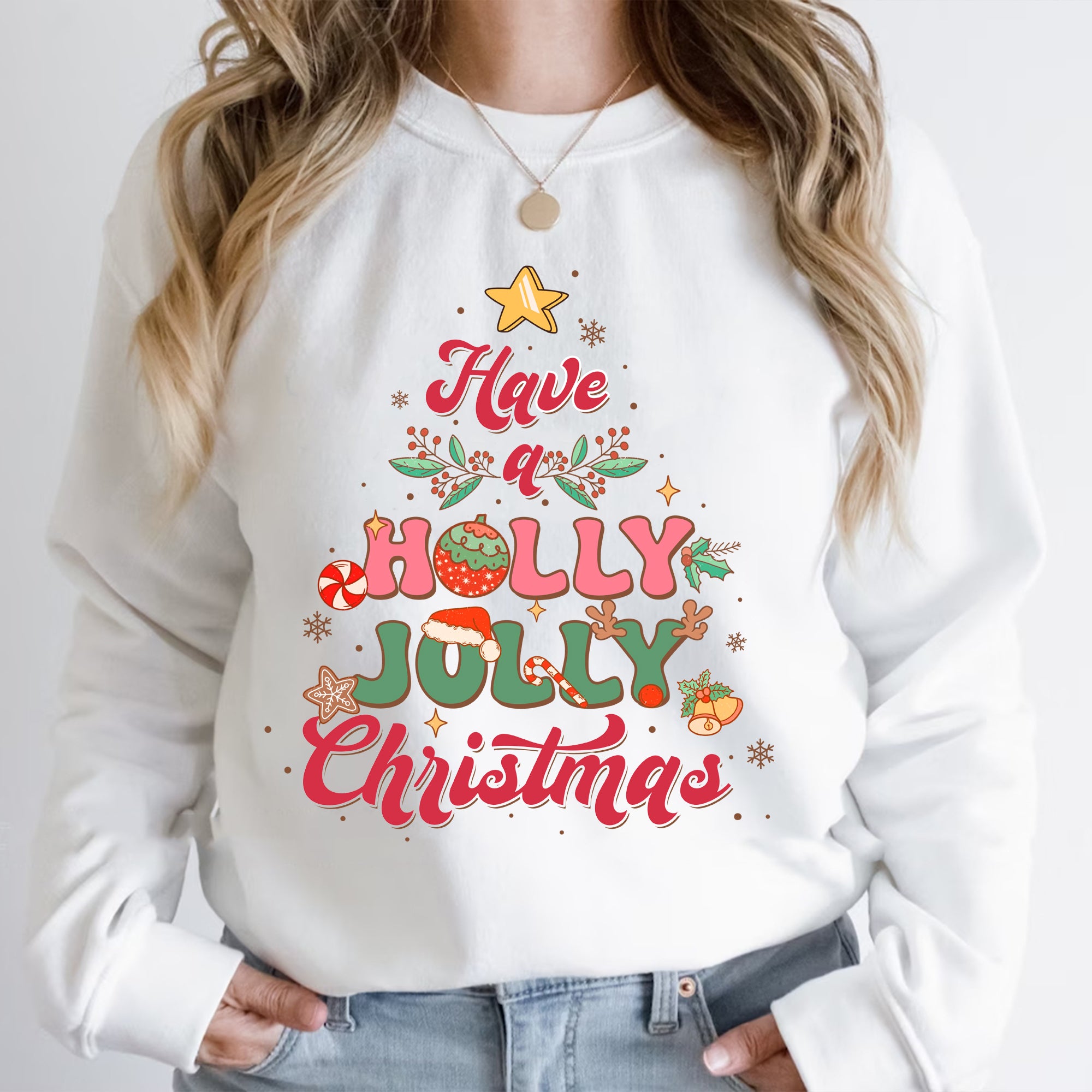 Sandjest Have a Holly Jolly Christmas Sweatshirt, Retro Christmas Sweater, Cute Christmas Sweatshirt, Holly Jolly Hoodie, Christmas Gifts