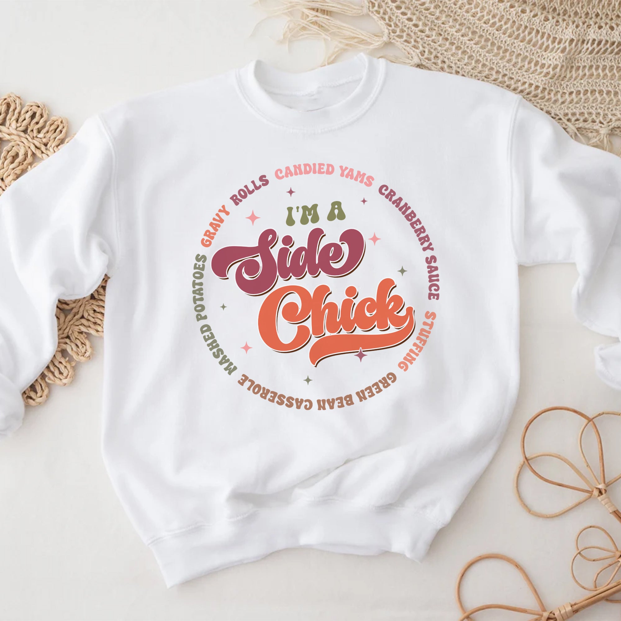 Sandjest Thanksgiving T-Shirt I’m a Side Chick Gift for Women Girl Friend