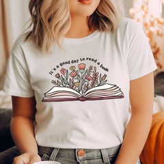 Sandjest Book Lovers Shirt, It's A Good Day To Read A Book, Gift For Bookworms, Gift For Librarians, Bookish Shirt, Flower Books Shirt, Teacher Gift