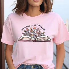 Sandjest Book Lovers Shirt, It's A Good Day To Read A Book, Gift For Bookworms, Gift For Librarians, Bookish Shirt, Flower Books Shirt, Teacher Gift
