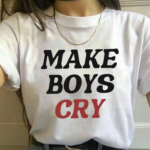 Sandjest Funny T-Shirt Make Boys Cry Gift for Women Girl