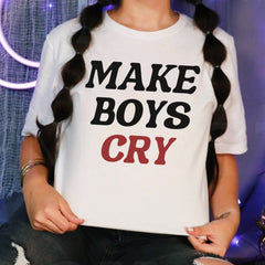 Sandjest Funny T-Shirt Make Boys Cry Gift for Women Girl