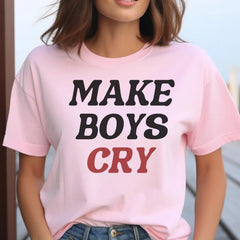 Sandjest Funny T-Shirt Make Boys Cry Gift for Women Girl