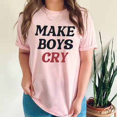 Sandjest Funny T-Shirt Make Boys Cry Gift for Women Girl