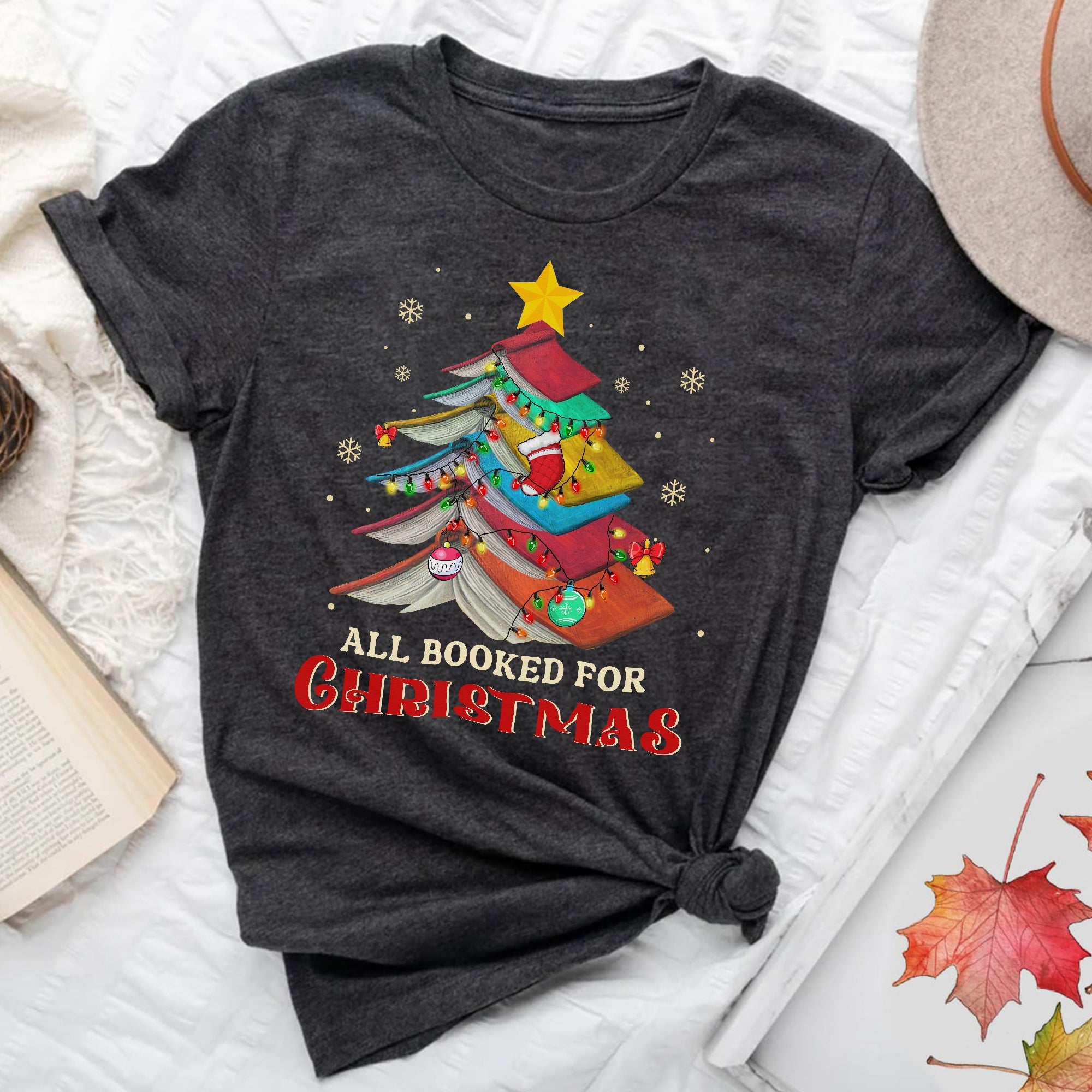 Sandjest Book Lover All Booked for Christmas Sweatshirt Gift for Book Lovers Bookworm Women