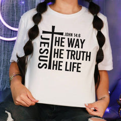 Sandjest Christian T-Shirt There Was Jesus Gift for Christians Jesus Lover Bible Lover