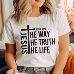 Sandjest Christian T-Shirt There Was Jesus Gift for Christians Jesus Lover Bible Lover