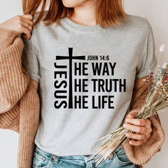 Sandjest Christian T-Shirt There Was Jesus Gift for Christians Jesus Lover Bible Lover
