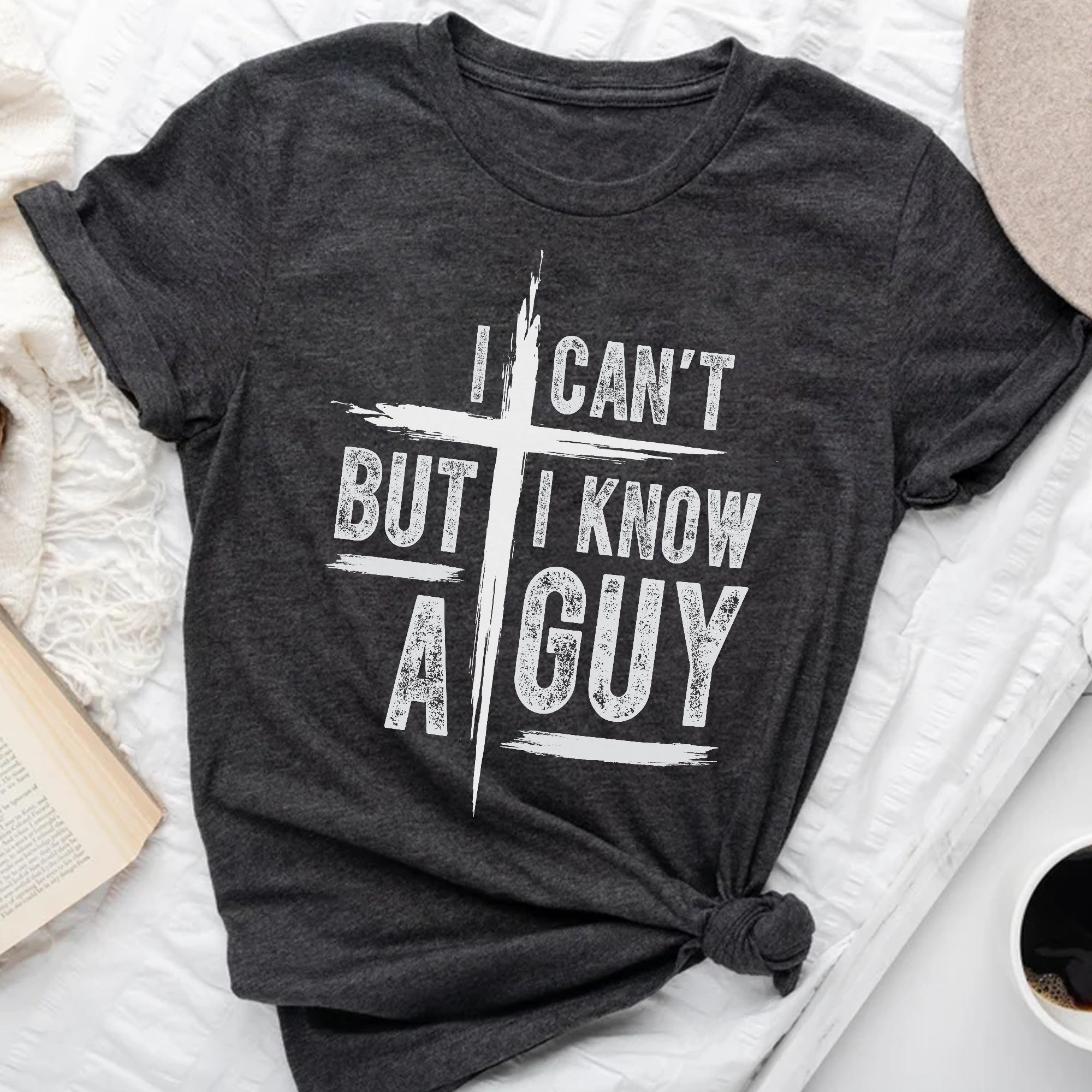Sandjest Christian T-Shirt I Can?t but I Know a Guy Gift for Women Girl Friend Jesus Lover Bible Lover