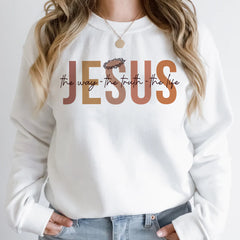 Sandjest Christian T-Shirt Jesus the Way the Truth the Life Gift for Women Girl Friend Boy Men
