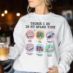 Sandjest Book T-Shirt Things I Do in My Spare Time Gift for Women Girl Friends Bookworm