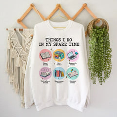Sandjest Book T-Shirt Things I Do in My Spare Time Gift for Women Girl Friends Bookworm